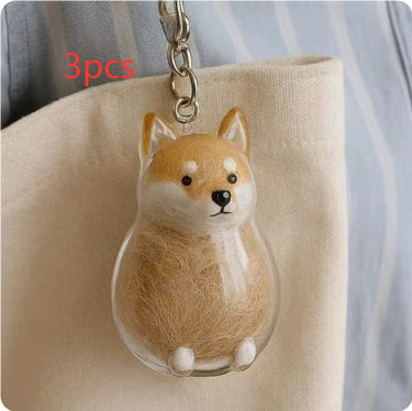 Transparent Case Fuzzy Ball Pendant Pet Hair Storage Keychain