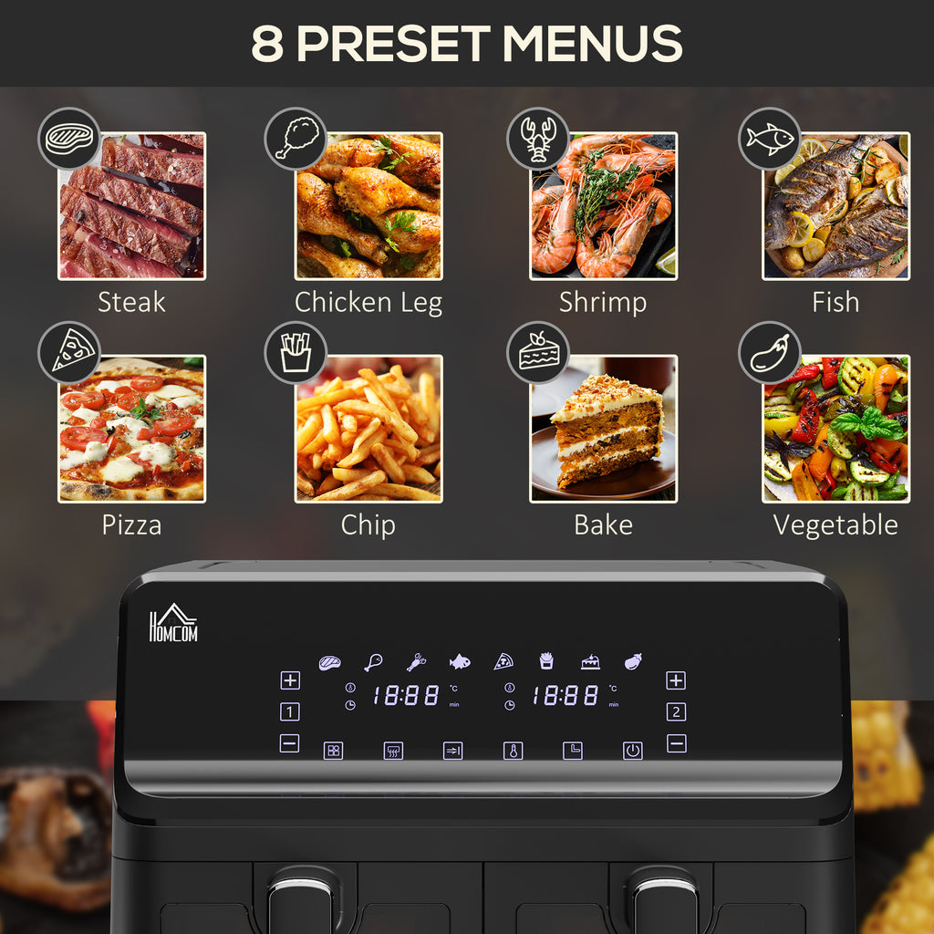 8L Double Basket Air Fryer – 8 in 1 with Digital Display