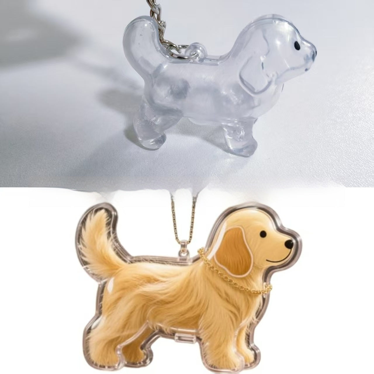 Transparent Case Fuzzy Ball Pendant Pet Hair Storage Keychain