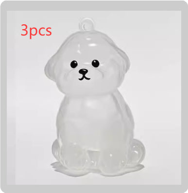 Transparent Case Fuzzy Ball Pendant Pet Hair Storage Keychain