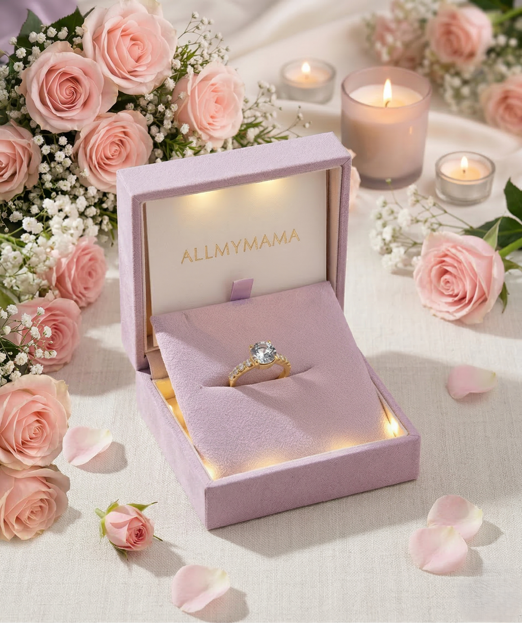 Four Claw Ring Filled with Diamonds Birthday Christmas Gift Fairy