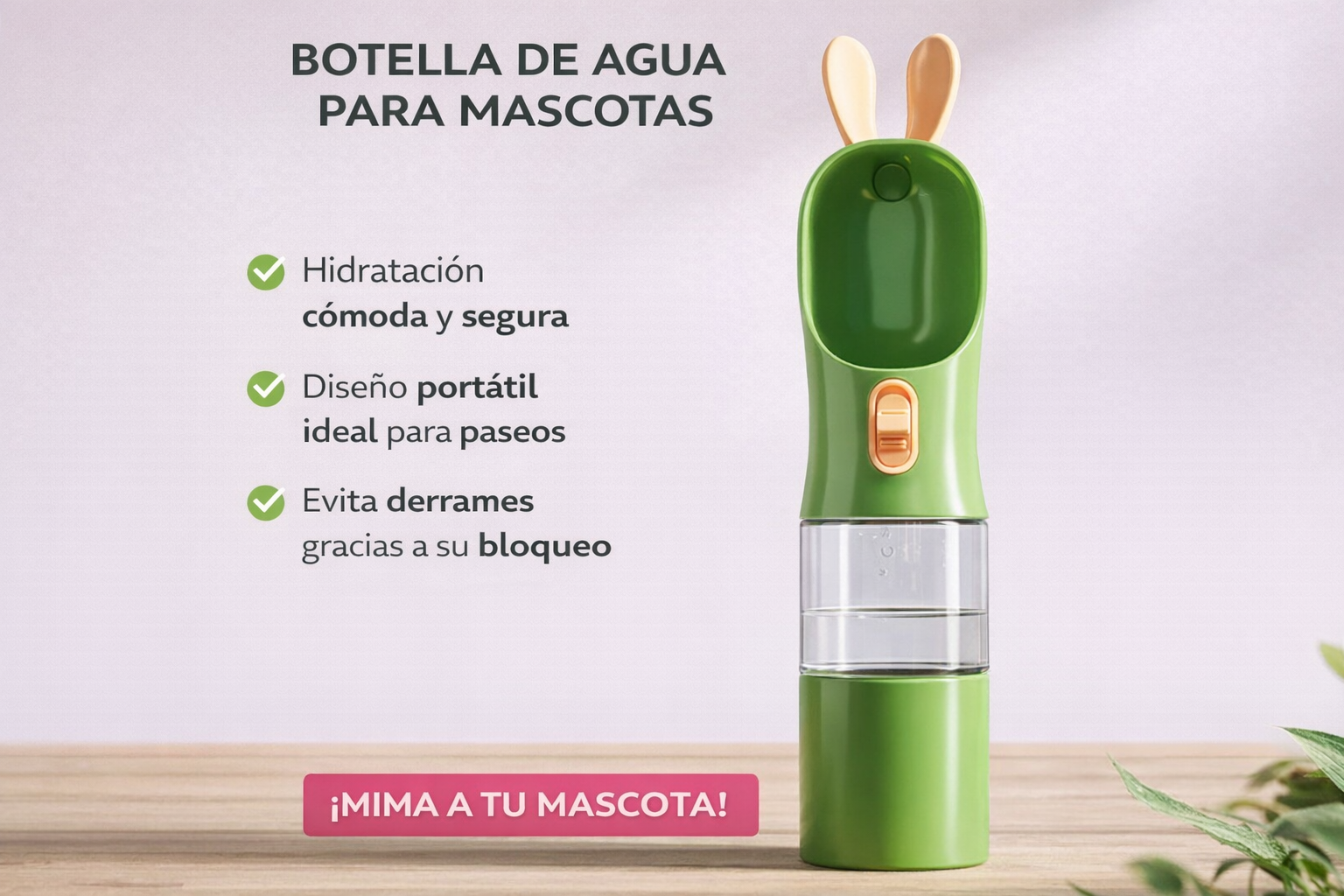 Botella de Agua Portátil para Mascotas – Perros y Gatos