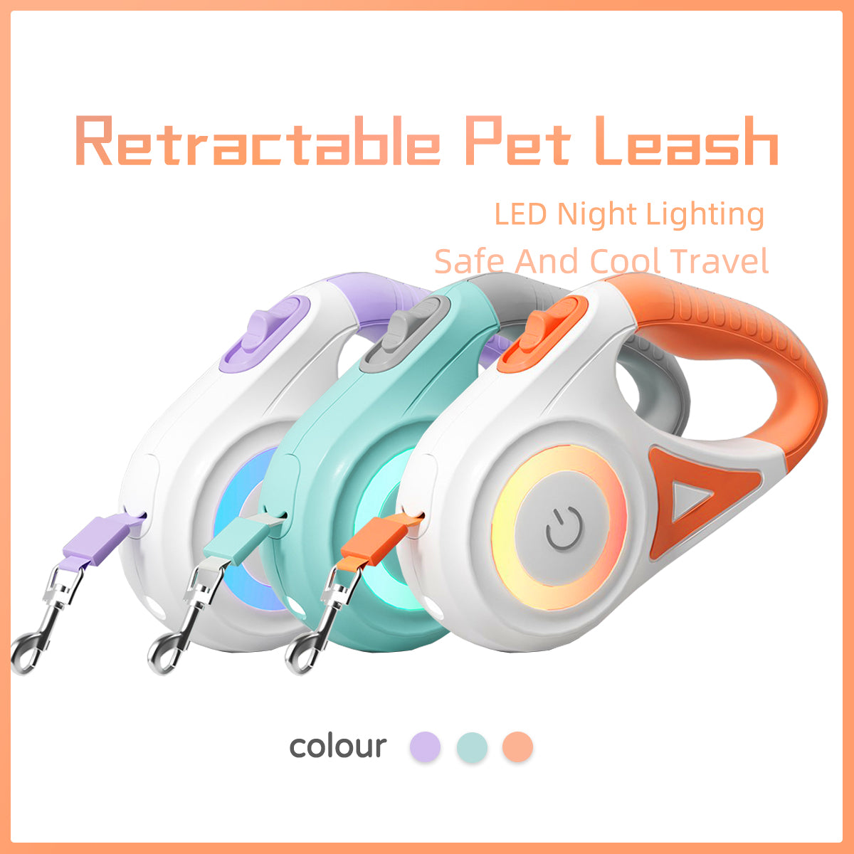 Correa Retráctil Automática para Perros y Gatos con Collar (3 m / 5 m)
