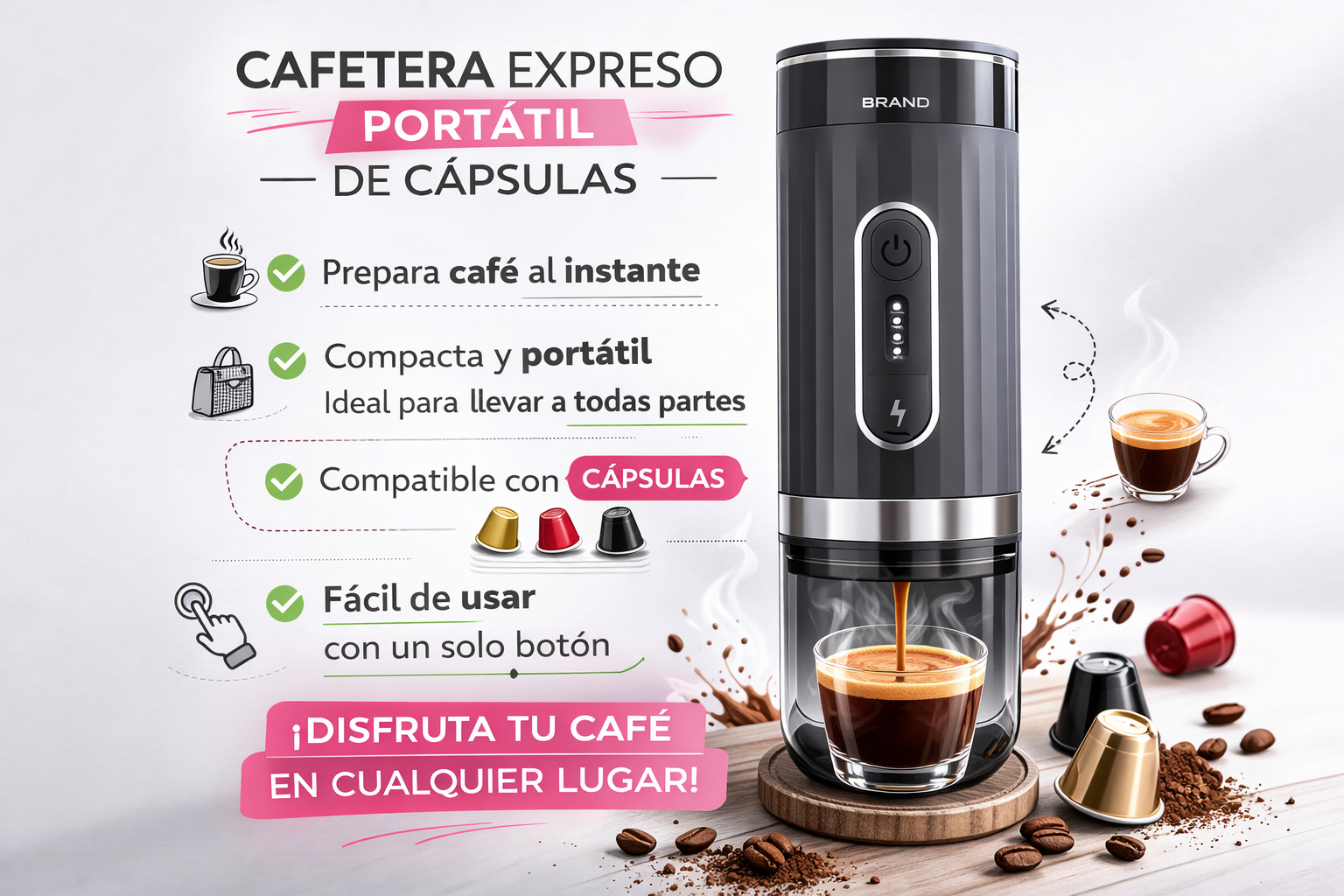 Cafetera Espresso Portátil Automática de Cápsulas