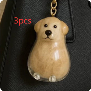 Transparent Case Fuzzy Ball Pendant Pet Hair Storage Keychain