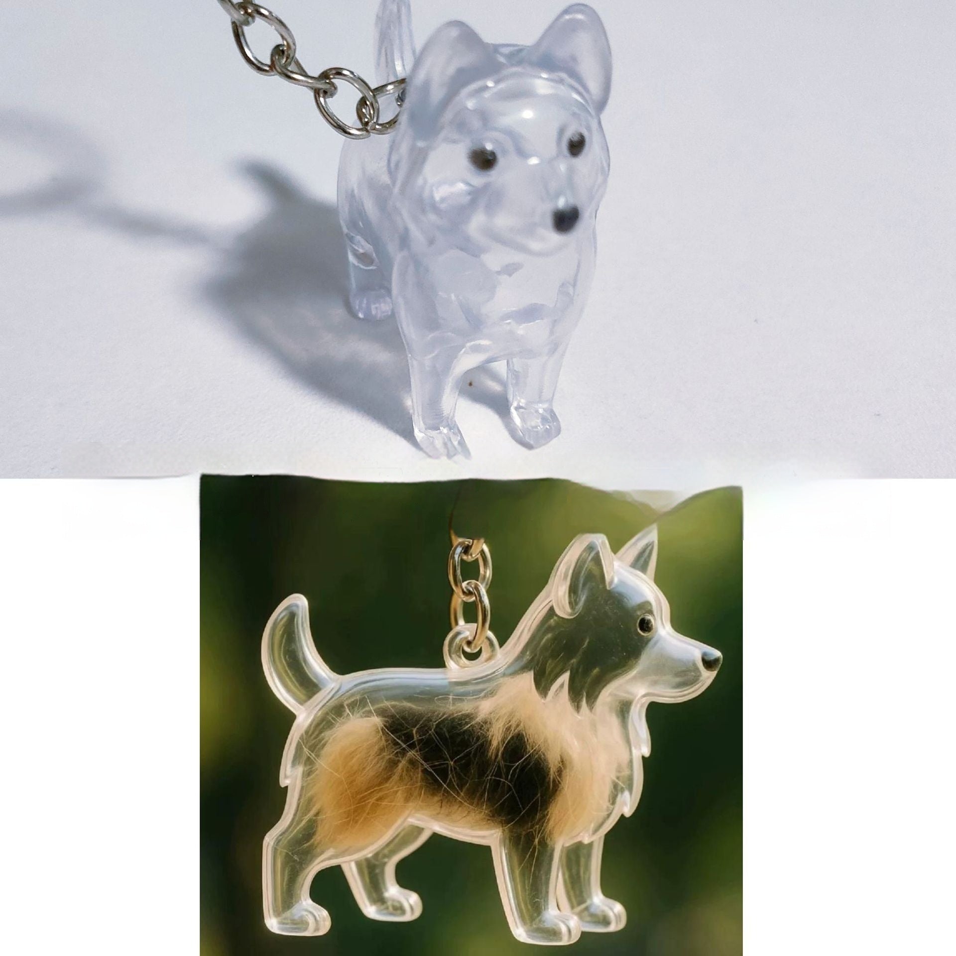 Transparent Case Fuzzy Ball Pendant Pet Hair Storage Keychain