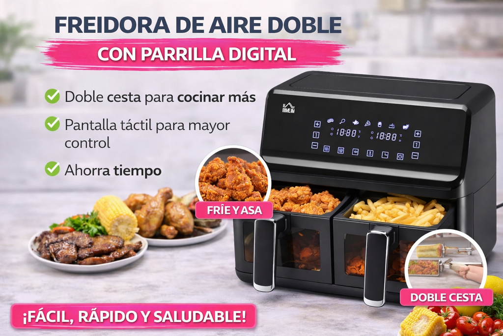 8L Double Basket Air Fryer – 8 in 1 with Digital Display