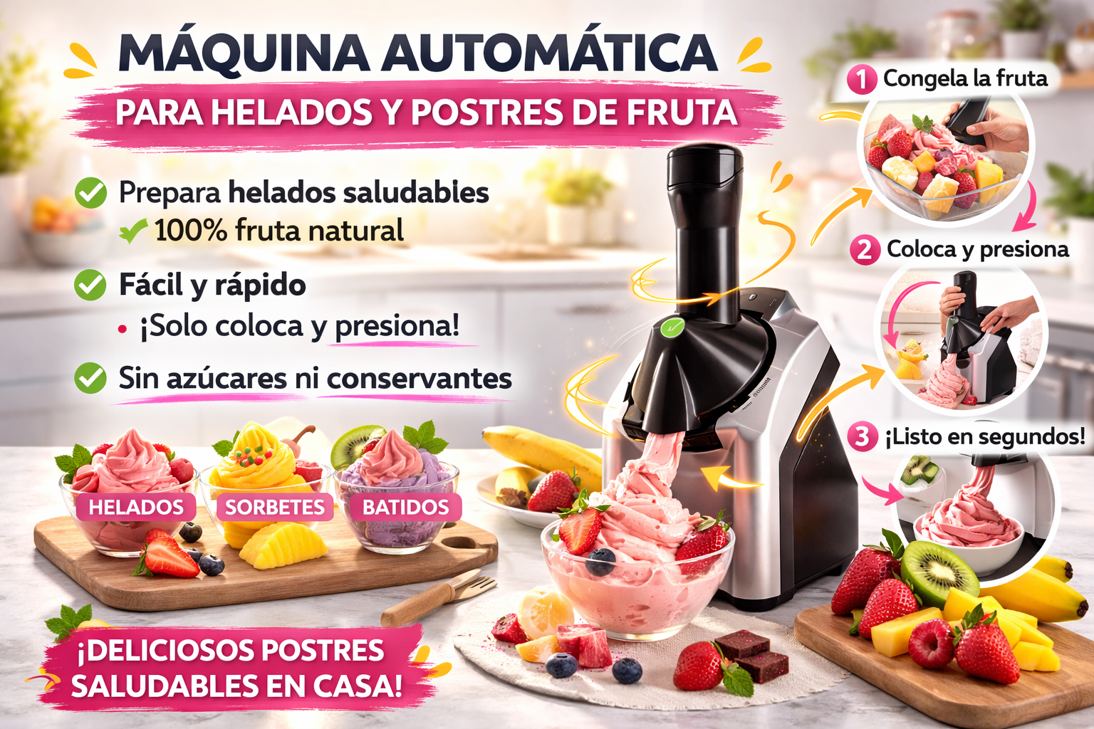 Automatic Machine for Ice Cream and Fruit Desserts