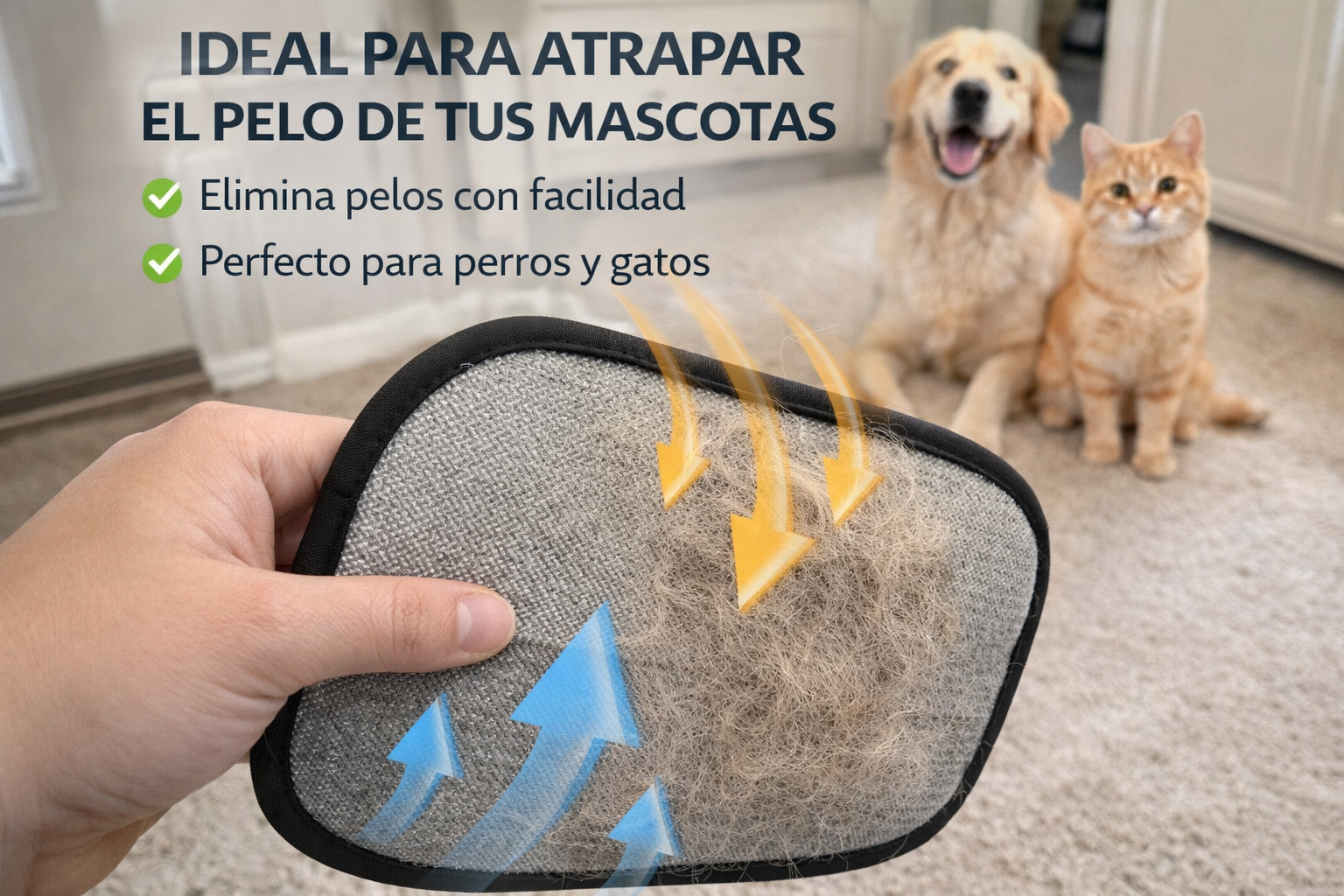 Guante Removedor de Pelo para Mascotas con Efecto Electrostático