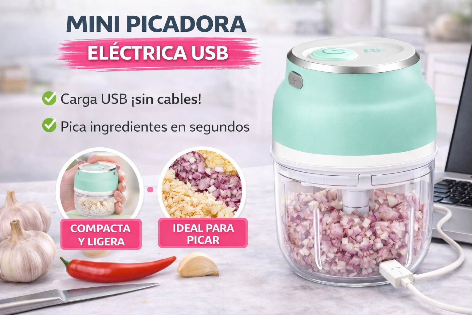 Mini Electric USB Chopper – Compact, Powerful and Portable