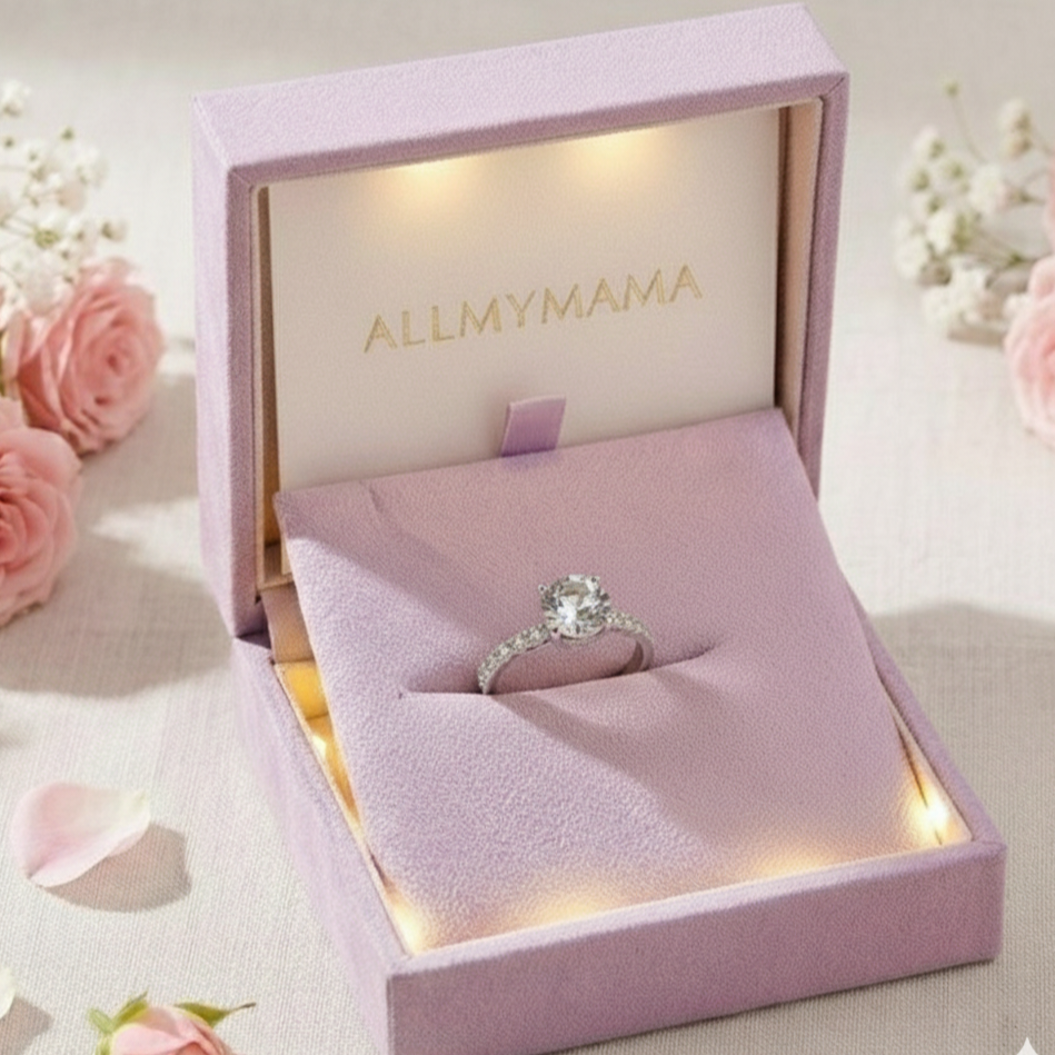 Four Claw Ring Filled with Diamonds Birthday Christmas Gift Fairy