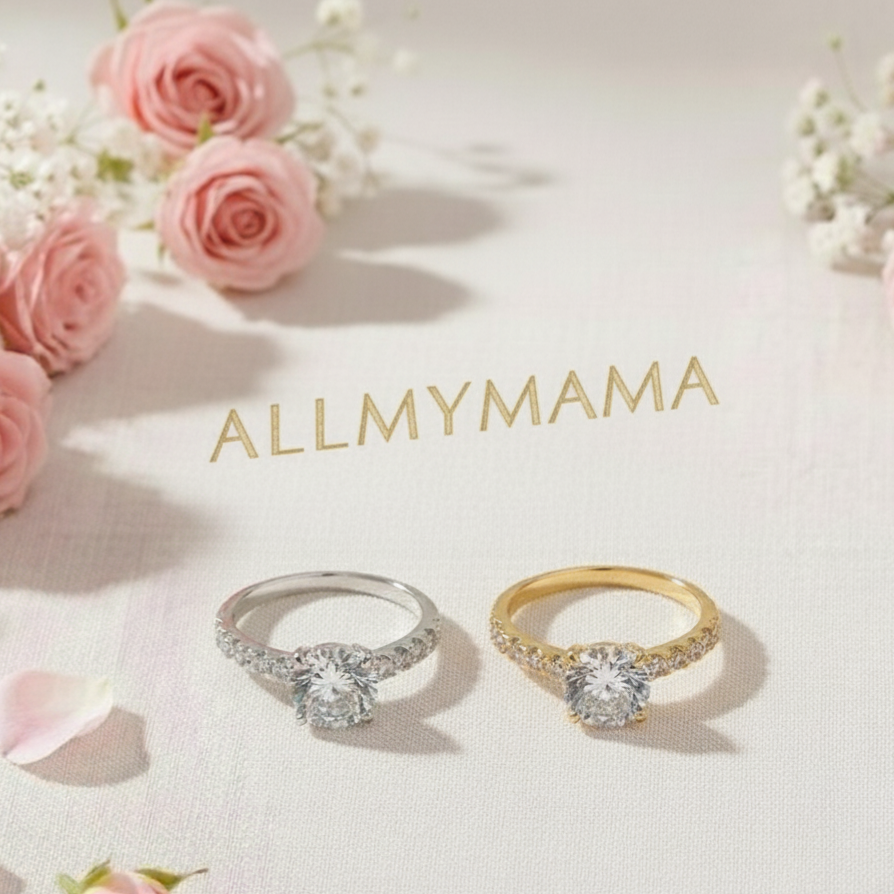 Four Claw Ring Filled with Diamonds Birthday Christmas Gift Fairy