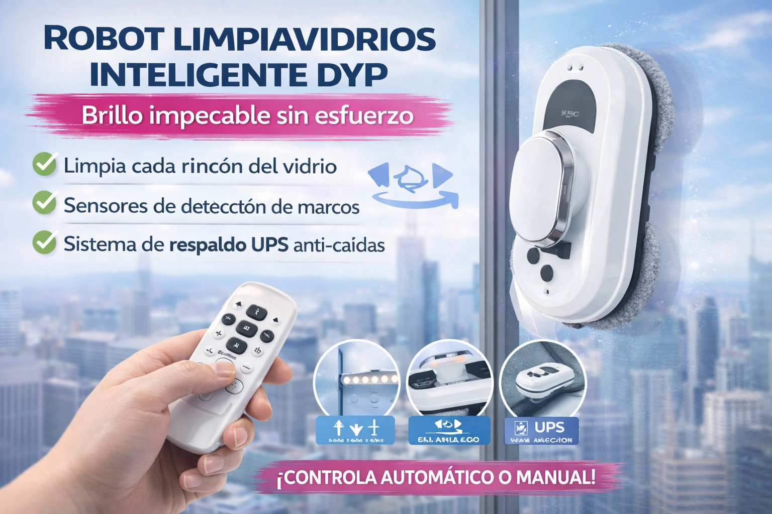 Robot Limpiavidrios Inteligente DYP: Brillo impecable sin esfuerzo