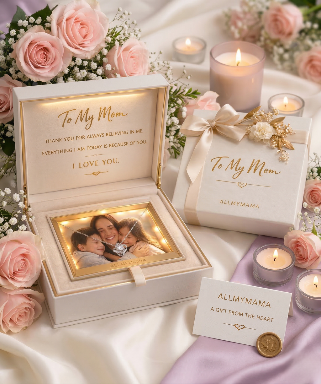 El Regalo que Mamá Nunca Olvidará – Caja joyero de Recuerdos ALLMYMAMA blanca con joya